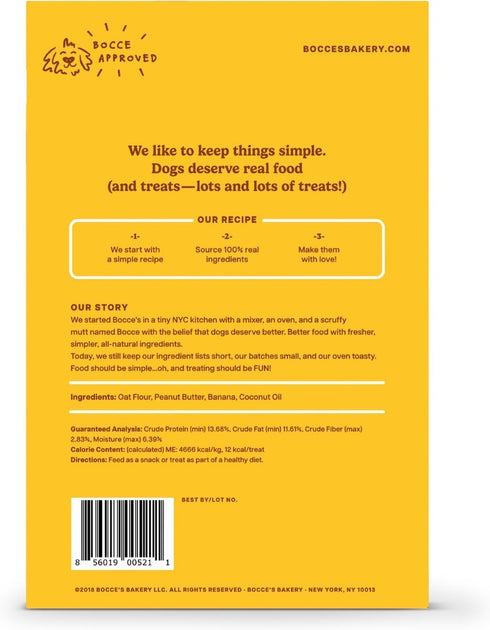 Bocce's Bakery Crunchy Biscuits Peanut Butter & Banana Recipe Dog Treats 14 oz Box