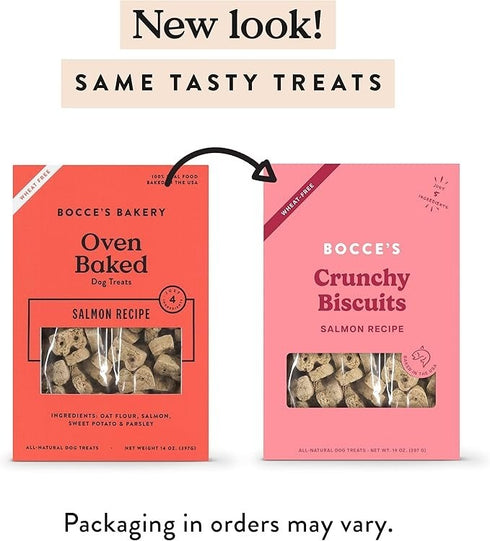 Bocce's Bakery Oven-Baked Salmon Recipe Dog Treats, 14 oz Box