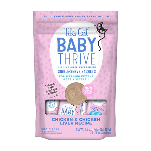 Tiki Cat Baby Thrive Chicken & Chicken Liver Recipe Cat Supplement 0.25oz Sachet 20Pk - Poudre Pet and Feed Supply