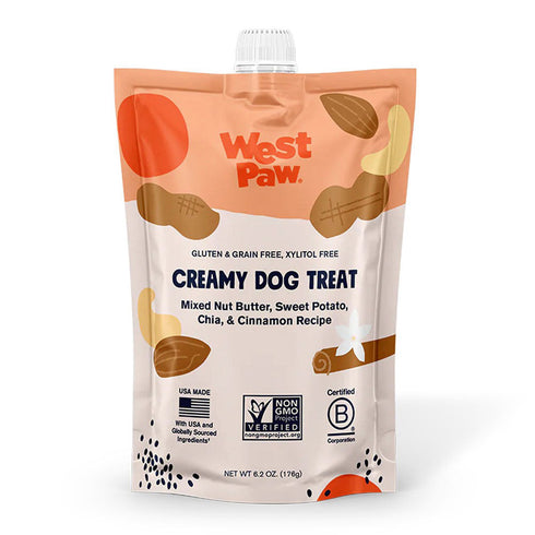 West Paw Mixed Nut Butter Sweet Potato Chia & Cinnamon Creamy Dog Treat 6.2oz - Poudre Pet and Feed Supply