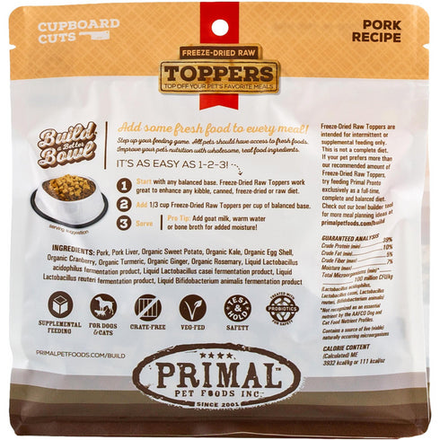 Primal Cupboard Cuts Pork Grain-Free Freeze-Dried Raw Dog Food Topper 3.5 oz
