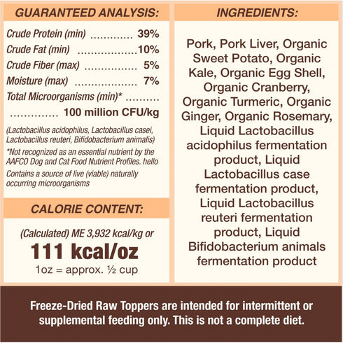 Primal Cupboard Cuts Pork Grain-Free Freeze-Dried Raw Dog Food Topper 3.5 oz