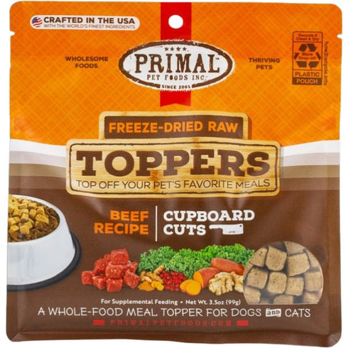 Primal Freeze Dried Raw Topper Cupboard Cuts Beef Dog Cat Treats 3.5oz - Poudre Pet & Feed Supply