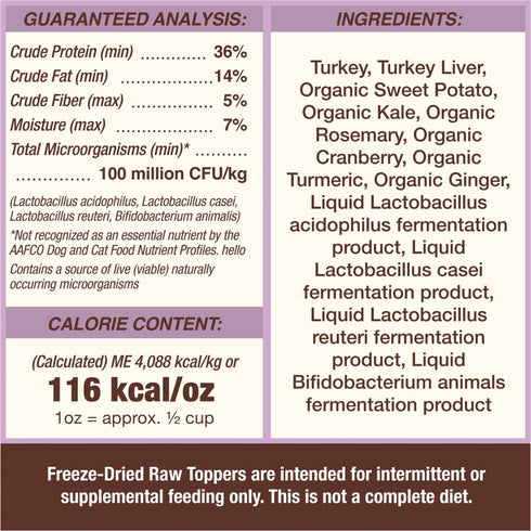 Primal Cupboard Cuts Turkey Grain-Free Freeze-Dried Raw Dog Food Topper 3.05oz