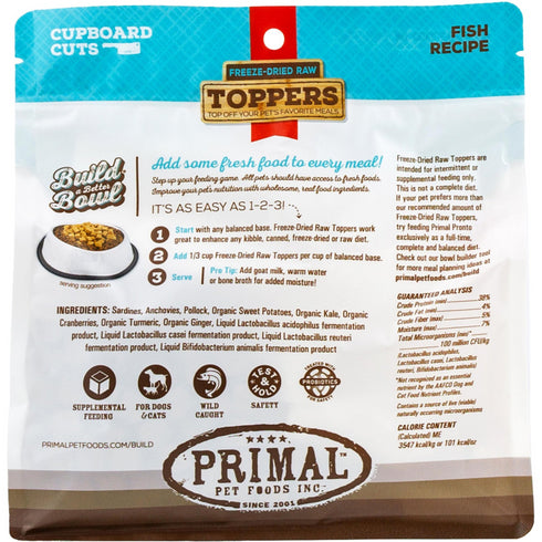 Primal Cupboard Cuts Fish Grain-Free Freeze-Dried Raw Dog Food Topper, 3.5 oz