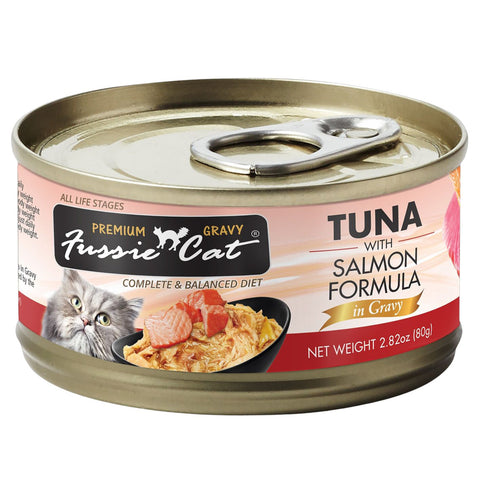 Fussie Cat Tuna with Salmon Formula in Gravy Canned Cat Food 2.82oz - Poudre Pet and Feed Supply