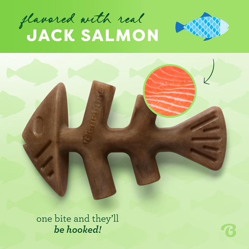 Benebone Tiny 2-Pack Fishbone Jack Salmon Dog Toys 2Pk poudrefeed.com 2