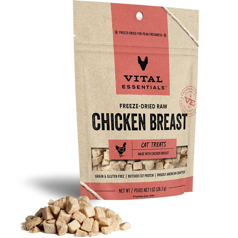 Vital Essentials Freeze-Dried Chicken Breast Cat Treats 1 oz - Poudre Pet and Feed Supply