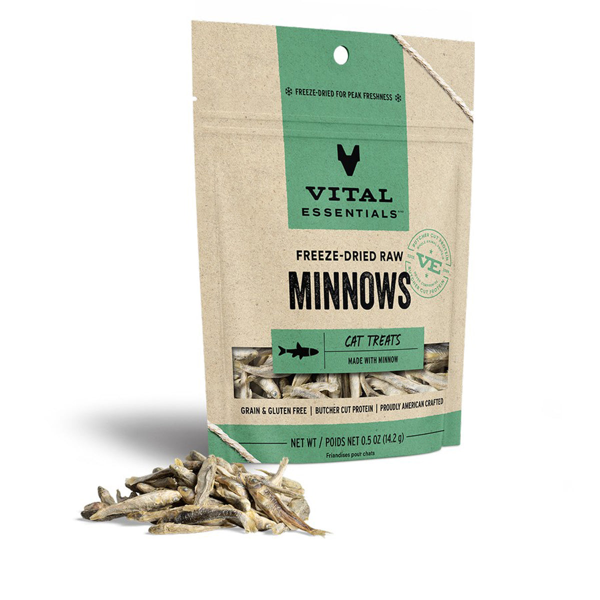 Vital Cat 6 Pack Freeze-Dried Minnows Grain Free Limited Ingredient Cat  Treats - 0.5 Ounce Each Bag