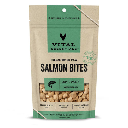Vital Essentials Freeze-Dried Raw Salmon Bites Dog Treats 2.5 oz - Poudre Pet and Feed Supply