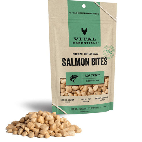Vital Essentials Freeze-Dried Raw Salmon Bites Dog Treats 2.5 oz - Poudre Pet and Feed Supply
