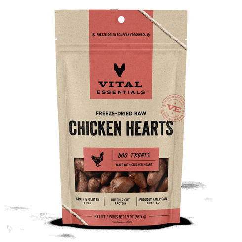 Vital Essentials Freeze-Dried Chicken Hearts Dog Treats 1.9 oz - Poudre Pet and Feed Supply