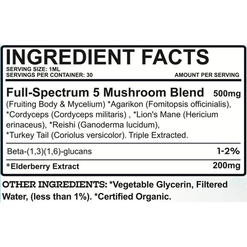 Earth Buddy Immune Tincture – Mushroom Elderberry Allergy & Immune Support 500mg - Poudre Pet and Feed Supply