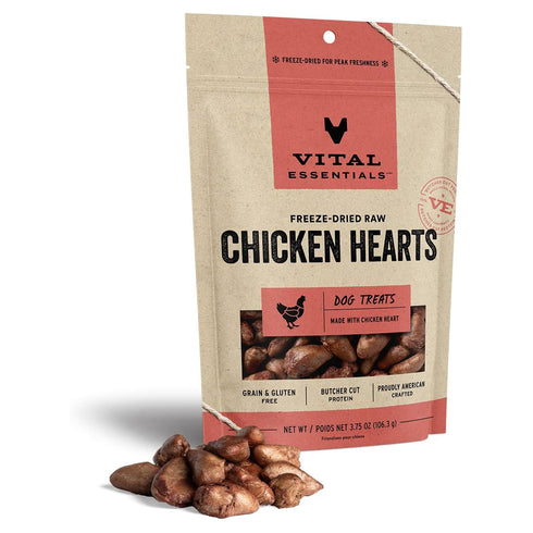 Vital Essentials Freeze-Dried Chicken Hearts Dog Treats 3.75 oz - Poudre Pet and Feed Supply