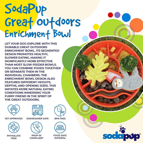 SodaPup Great Outdoors eBowl Enrichment Slow Feeder Orange Bowl for Dogs - Poudre Pet and Feed Supply