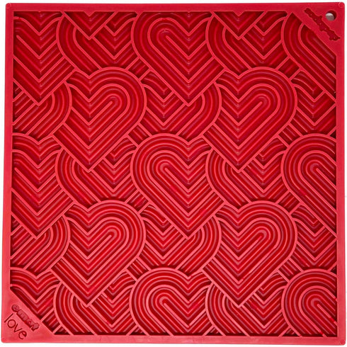 SodaPup eMat Love Hearts Lick Mat Red Large - Poudre Pet and Feed Supply