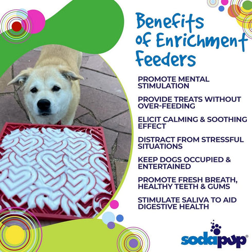 SodaPup eMat Love Hearts Lick Mat Red Large - Poudre Pet and Feed Supply
