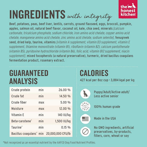 The Honest Kitchen Clusters Whole Grain Beef Oats Dry Dog Food 20lb - Poudre Pet and Feed Supply