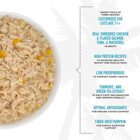 Tiki Cat Silver Variety Pack for Older Cats Aged 11+ Senior Wet Cat Food 2.4oz (Pack of 12) - Poudre Pet and Feed Supply