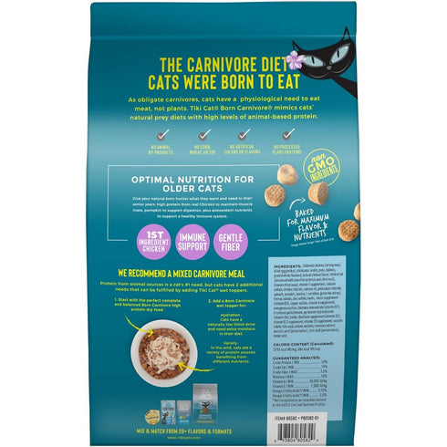 Tiki Cat Born Carnivore Silver Senior Health Chicken & Herring Dry Cat Food 5.6lb - Poudre Pet and Feed Supply