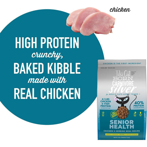 Tiki Cat Born Carnivore Silver Senior Health Chicken & Herring Dry Cat Food 5.6lb - Poudre Pet and Feed Supply