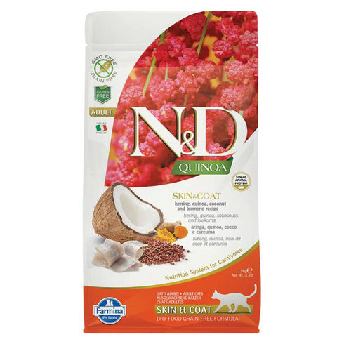 Farmina N&D Quinoa Functional Skin & Coat Dry Cat Food - Herring - 11lb