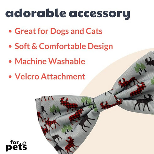 Huxley & Kent Woodsy Moose Bow Tie for Dogs & Cats 4" - Poudre Pet and Feed Supply