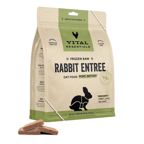 Vital Essentials Frozen Raw Mini Patties Rabbit Entree Cat Food 28oz - Poudre Pet and Feed Supply
