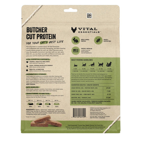 Vital Essentials Frozen Raw Mini Patties Rabbit Entree Cat Food 28oz - Poudre Pet and Feed Supply