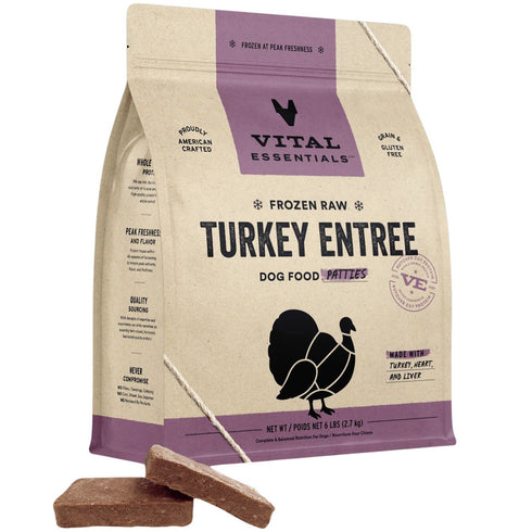 Vital Essentials Frozen Turkey Patties Dog Food 6lb - Poudre Pet and Feed Supply