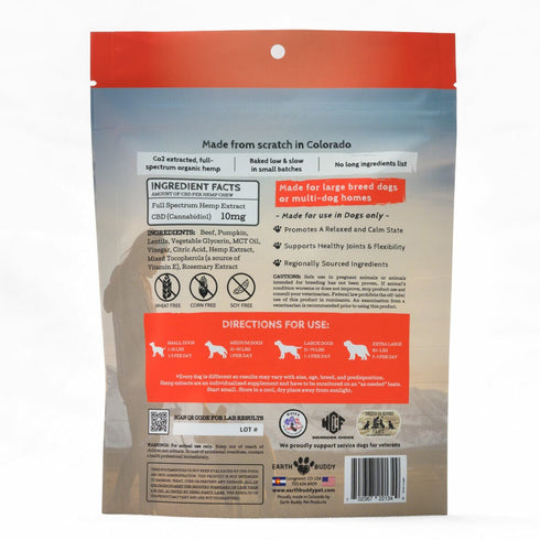 Earth Buddy Calming Chews for Dogs - Beef & Pumpkin 10mg 4.5oz - Poudre Pet and Feed Supply