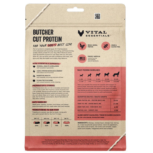 Vital Essentials Freeze Dried Chicken Nibs Dog Food 14oz - Poudre Pet and Feed Supply