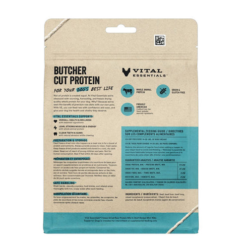 Vital Essentials Beef Mini Nibs Mixin Protein Freeze Dried Topper Dog Food 6oz - Poudre Pet and Feed Supply