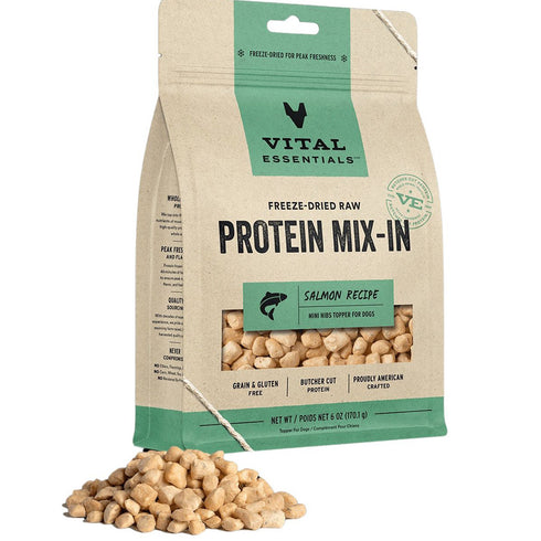 Vital Essentials Salmon Mini Nibs Mixin Protein Freeze Dried Topper Dog Food 6oz - Poudre Pet and Feed Supply