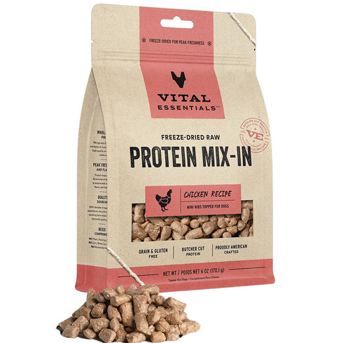 Vital Essentials Chicken Mini Nibs Mixin Protein Freeze Dried Topper Dog Food 6oz - Poudre Pet and Feed Supply