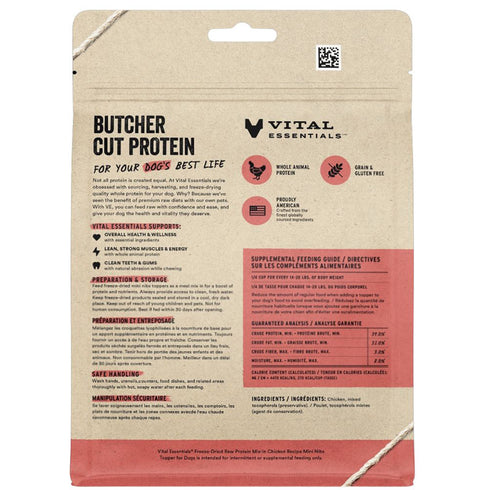 Vital Essentials Chicken Mini Nibs Mixin Protein Freeze Dried Topper Dog Food 6oz - Poudre Pet and Feed Supply