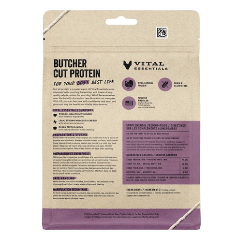 Vital Essentials Freeze-Dried Raw Protein Mix-In Turkey Mini Nibs Dog Food 6oz - Poudre Pet and Feed Supply