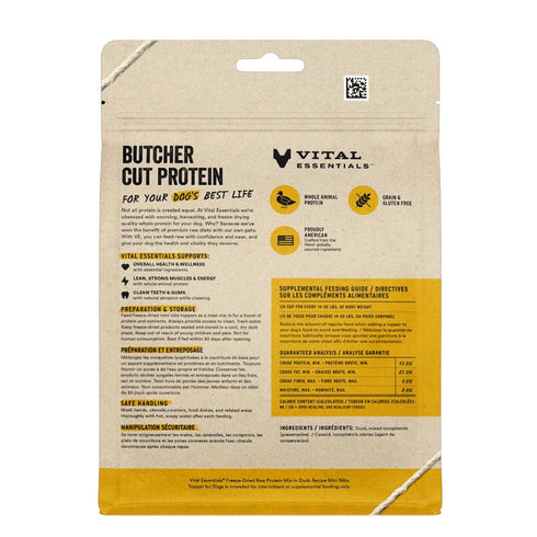 Vital Essentials Freeze-Dried Raw Protein Mix-In Duck Mini Nibs Dog Food 6oz - Poudre Pet and Feed Supply