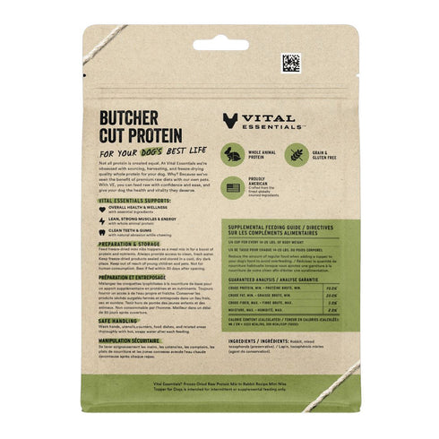 Vital Essentials Freeze Dried Rabbit Mini Nibs Mixin Protein Topper Dog Food 6oz - Poudre Pet and Feed Supply