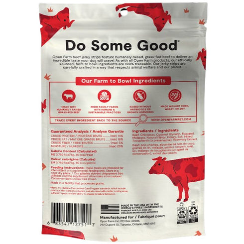 Open Farm Grain-Free Grass-Fed Beef Jerky Strips Dog Treats 5.6oz - Poudre Pet and Feed Supply