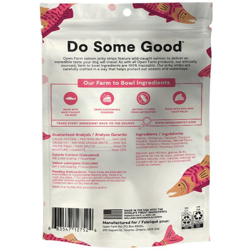 Open Farm Grain-Free Wild-Caught Salmon Jerky Strips Dog Treats 5.6oz - Poudre Pet and Feed Supply