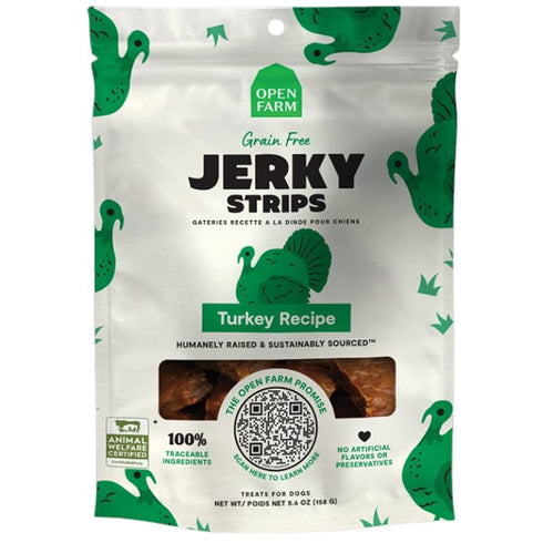 Open Farm Grain-Free Turkey Jerky Strips Dog Treats 5.6oz - Poudre Pet and Feed Supply