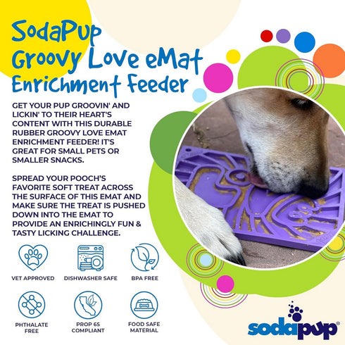 SodaPup eMat Dog & Cat Groovy Love Lick Mat Small Purple - Poudre Pet and Feed Supply
