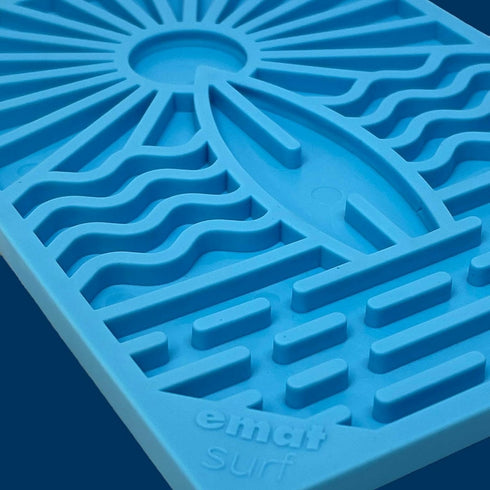 SodaPup Cat & Dog Surf's Up Design eMat Enrichment Lick Mat Small Blue - Poudre Pet and Feed Supply