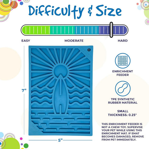 SodaPup Cat & Dog Surf's Up Design eMat Enrichment Lick Mat Small Blue - Poudre Pet and Feed Supply