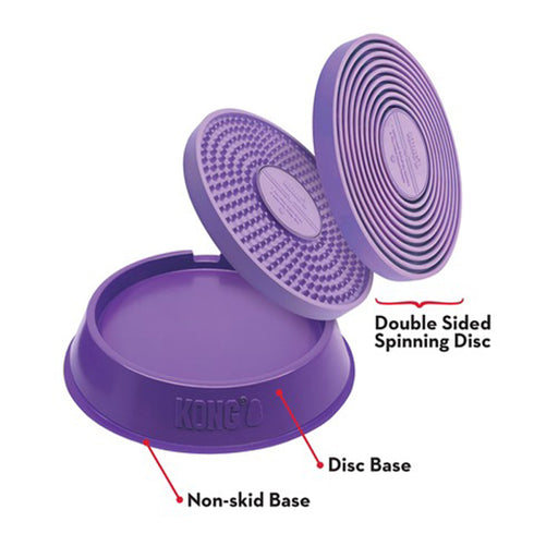 KONG Licks Spinz Disc Double Sided Small Slow Feeder Dog or Cat Toy - Poudre Pet and Feed Supply