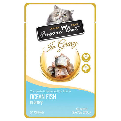 Fussie Cat Ocean Fish in Gravy Wet Cat Food 2.47oz - Poudre Pet and Feed Supply