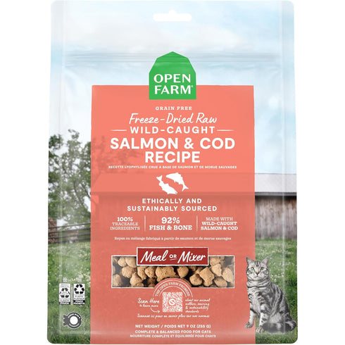 Open Farm Wild-Caught Salmon & Cod Freeze Dried Raw Cat Food 9oz - Poudre Pet and Feed Supply