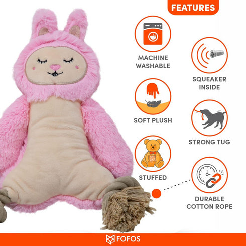 Injoya Ropelug Plush Rabbit Dog Toy 24 cm