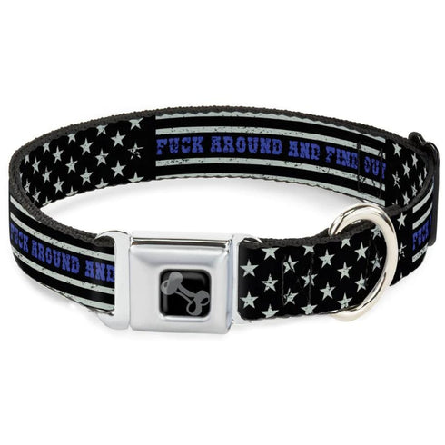 Buckle-Down Dog Collar Thin Blue Line Flag WS 13-18"-1.5" Wide - Poudre Pet and Feed Supply